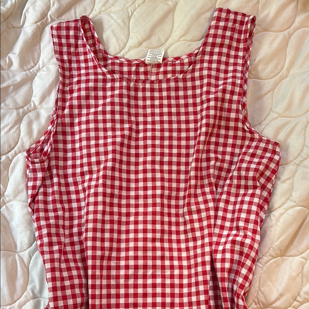 Red Gingham Sleeveless midi dress